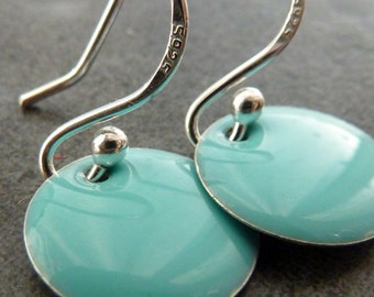 Turquoise Earrings/ Dangle Sterling Silver Earrings/ Dainty earrings/ Simple Drop Earrings/ Modern Everyday Earrings/ Summer Earrings