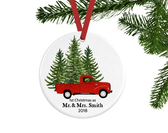First Christmas as Mr. and Mrs. Ornament, Personalized Married Couple Ornament, Newlywed Gift or Unique Wedding Gift, Keepsake Ornament