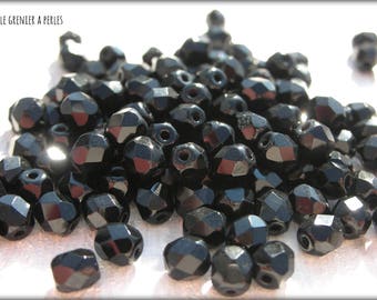 Faceted 4 mm BLACK / JET (23980) X 50