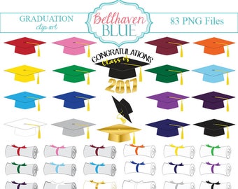 Graduation Girls and Boys in Pink and Blue Clipart Set in a PNG (300ppi ...