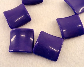 30mm PURPLE Flat Wavy Diamond Rhombus Plastic Beads Acrylic 25 Pcs