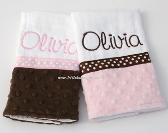 Personalized Minky Burp Cloth Set - Over 30 Minky Options