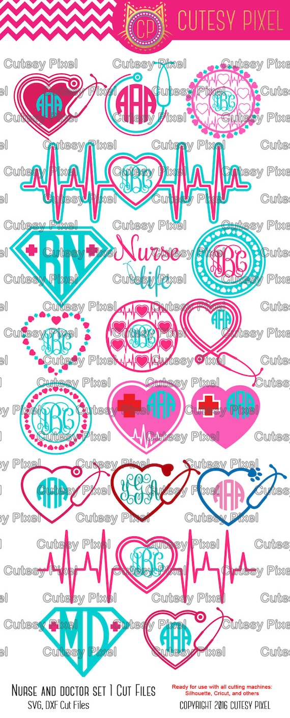 Download Nurse monogram Svg cutting file nurse Desings SVG DXF