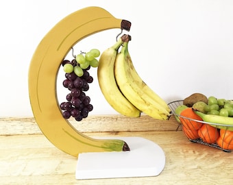 Banana hanger, hook, rack, grape holder, kitchen accessories, banana stand handmade from recycled wood, kitchen decor