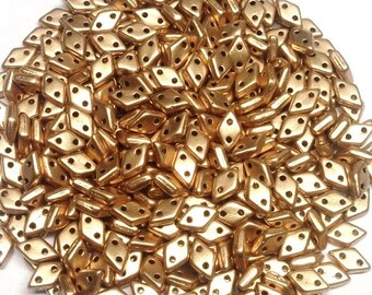 Diamond Czechmates Matte Metallic Flax, 2 hole Czech Glass, 4x6.5mm K0171, 6 Grams