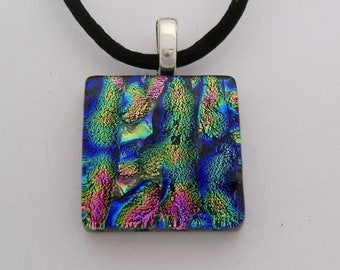 Dichroic glass necklace. Dichroic jewelry. Dichroic pendant.