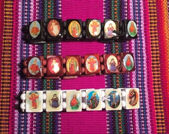 Catholic Saints wooden bracelet *Free Shipping* (size 6"- 7")