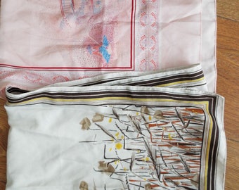 Vintage Italian Scarves...1950's TWO Ladies Vintage Long Scarves original BOTH from ITALY
