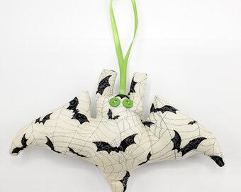Ivory with Black Bats and Grey Spiderwebs Microbat