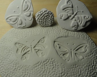 Butterfly Texture Tools Set - 3 Handmade Clay stamps for pottery - #8