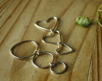 Mama Metal Focal—Sterling Silver Mama Metal Focal Piece—Love Hearts or Organic Circles—Nursing, Fiddle or Fidget Necklace—Made-to-Order