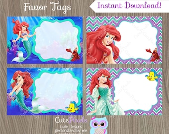 Little Mermaid Place Cards Ariel Place Cards Disney Little