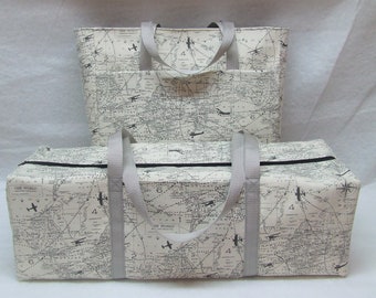 Cricut Explore Air Carry Case /Silhouette Cameo 3 / Cricut Maker Carrying Case /Accessory Bag / Vintage World Map Duck Cloth Fabric