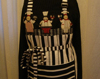 ARTI Kitchen Towel APRON , Black and white with 3 CHEFS