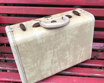 Vintage Samsonite Ivory Marbleized Small Suitcase