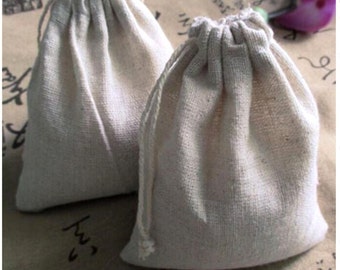 Lot of 50 pcs Cotton Linen Gift Bags Natural Blank Muslin Drawstring Pouches Party Favor Jewelry Holders