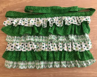 hostess apron, ruffle apron, st. patricks day