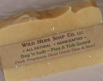 Flea Tick Dog Soap - ALL NATURAL with Honey and Oatmeal - Helps repel fleas, ticks & more