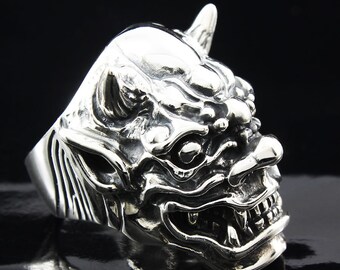 Oni Demon Japan Devil Silver Ring 925
