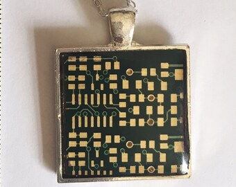 Circuit Digital Resin Square Pendant