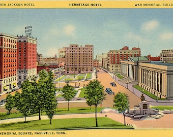 Memorial Square Andrew Jackson Hotel Nashville Tennessee Vintage Postcard (unused)