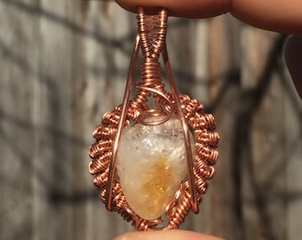 Citrine Copper Wire Wrapped Pendant