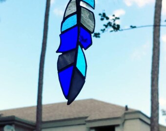 Stained glass feather sunchasers