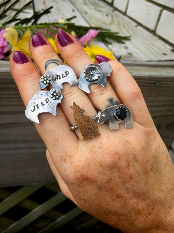 Sacred Buffalo ‘Wild’ Totem Ring, Sterling Silver, Size 7