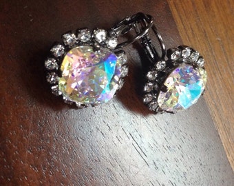12mm Bling Aurora Borealis Earrings