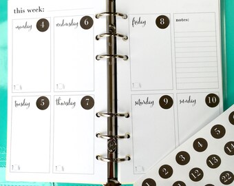 On Top of It Vertical Personal Size Week on Two Pages Printed Planner Inserts, Vertical Planner Personal Size, Personal Vertical Planner
