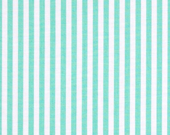 Clown Stripe Sprout Fabric - Michael Miller Fabric - Mint Green Stripe Fabric - Michael Miller Discontinued - White Mint Striped Fabric