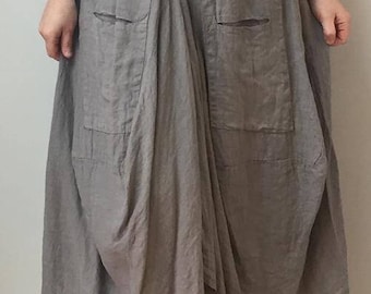 LAGENLOOK hippie, ethnic linen parachute skirt Boho 10-16uk