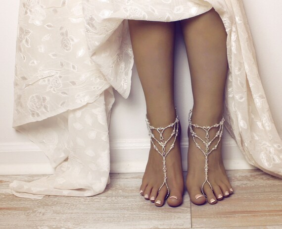 Items similar to Bridal Jewelry Swarovski Sandals Barefoot Sandals ...