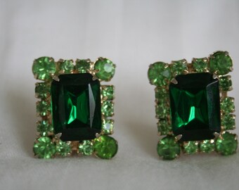 Emerald Green Rhinestone Earrings