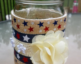 Mason Jar Patriotic Planter
