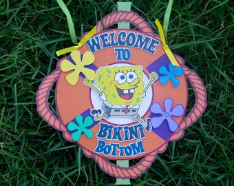 Spongebob Door Sign, Underwater, Under the Sea Birthday
