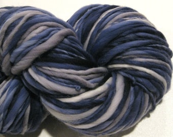 Bulky Handspun Yarn Clouds At Midnight 142 yards hand dyed wool navy grey gray waldorf doll hair knitting supplies crochet supplies