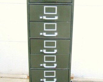 Industrial Metal Lateral File Cabinet with 10 Drawers Vintage Storage Cabinet File