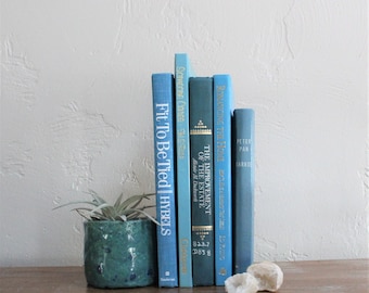 Blue Green Book Set, Aqua Blue Books, Teal Books, Bookshelf Decor, Beach Wedding Decor, Book Bundle, Coastal Decor Decorative Books Book Set