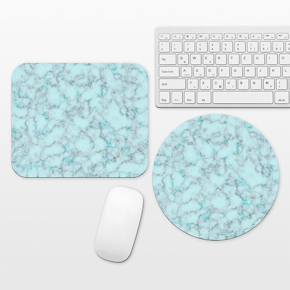 Aqua Blue Marble Mouse Pad Marble Mousepad Marble Mouse Mat for Desk Office Computer Round Circle Rectangle Rectangular Cool Blue Mouse Pad