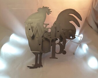 CH09 Metal Rooster Wake up sign