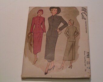 Vintage McCalls Pattern 7782 Miss Two Piece Suit