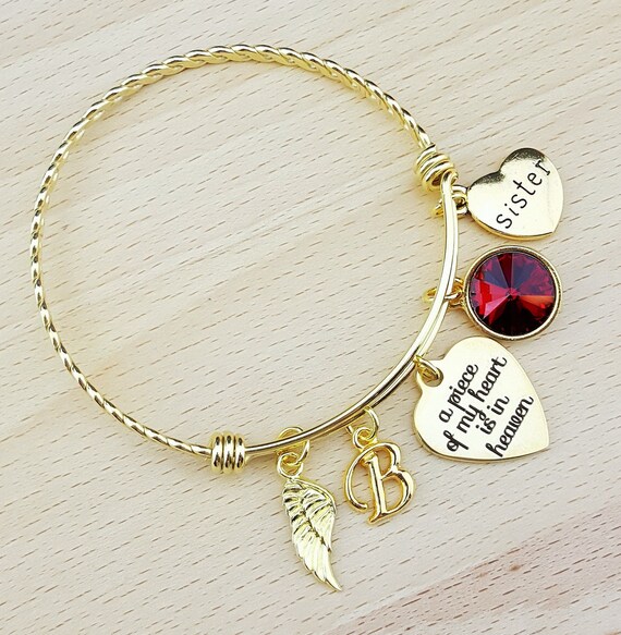 Sympathy Bracelet Sympathy Gift In Memory of Sister Memorial Bracelet Loss of Sister Remembrance Bracelet Remembrance Jewelry Gold Bangle