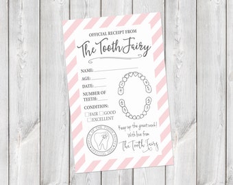 Tooth Fairy Printable Receipt || Tooth Fairy Letter Download || Tooth Fairy Certificate || Tooth Fairy Receipt Printable (DIGITAL PRODUCT)