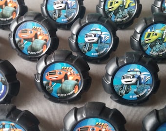 24 Blaze and the Monster Machines wheel rings for cupcake toppers cake birthday party favors Nick Jr Nickelodeon Stripes Darington Zeg