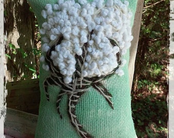 Cotton Boll/ Southern /Hand Embroidered/ Mini Pillow/ Made to Order/YelliKelli