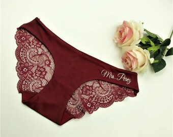 Personalized Bride Panties Bridal Shower Bride Lingerie Wedding gift Honeymoon Lingerie Bride Gift Weddings underwear