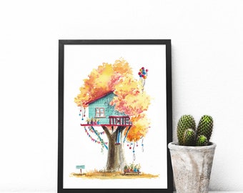 Treehouse Series 24 Watercolor Art Print - Digital Download