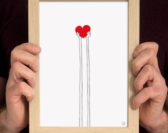 Drawing of a hand holding a heart Super Bourdi A5 format.