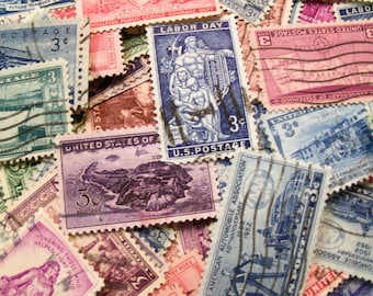 40 Vintage Postage Stamps, Pastel Stamps, Postage Stamps, Bulk Stamps, Craft Stamps